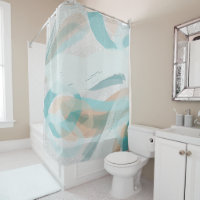 Graphic Big Bold Brush Strokes and Plaster Pattern Shower Curtain