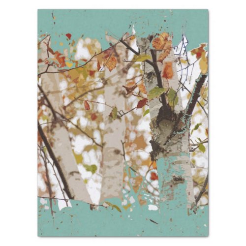 Graphic Birch Tree Paint Splatter Robins Egg Blue Tissue Paper
