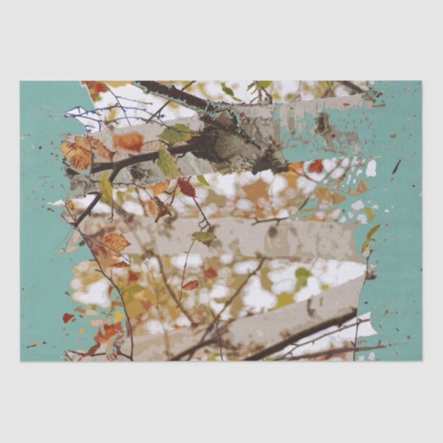 Graphic Birch Tree Paint Splatter Robin's Egg Blue Tissue Paper (Front)