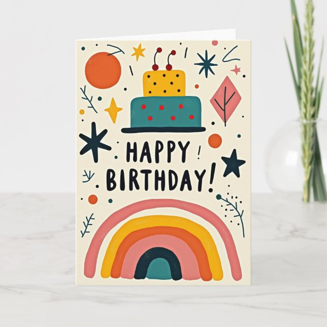 Graphic Birthday Cake Card (Front)
