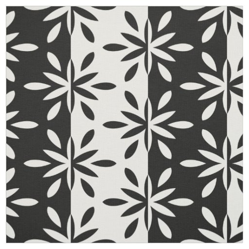 Graphic Black and White Geometric Flower Pattern Fabric