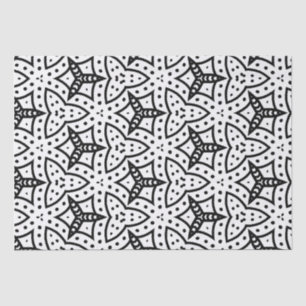 Graphic Black and White Line Art Digital Design Tissue Paper
