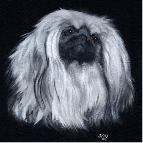 Graphic Black  White Pekingese Statuette