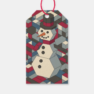 Graphic Block Art Snowman Set of Gift Tags