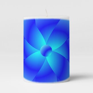 Graphic Blue and Aqua Floral Pillar Candle