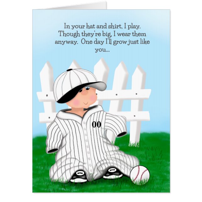 Graphic Blue Nostalgic Son in Baseball Uniform  Card (Front)