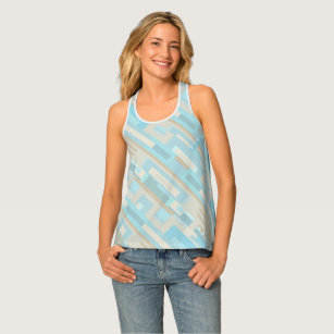 Graphic blue sand abstract diagonal pattern tank top