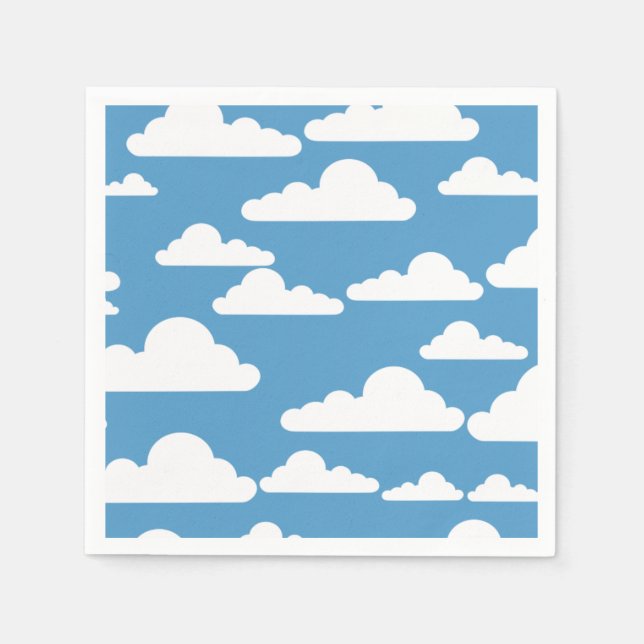 GRAPHIC BLUE SKY AND WHITE CLOUDS DESIGN NAPKINS (Front)