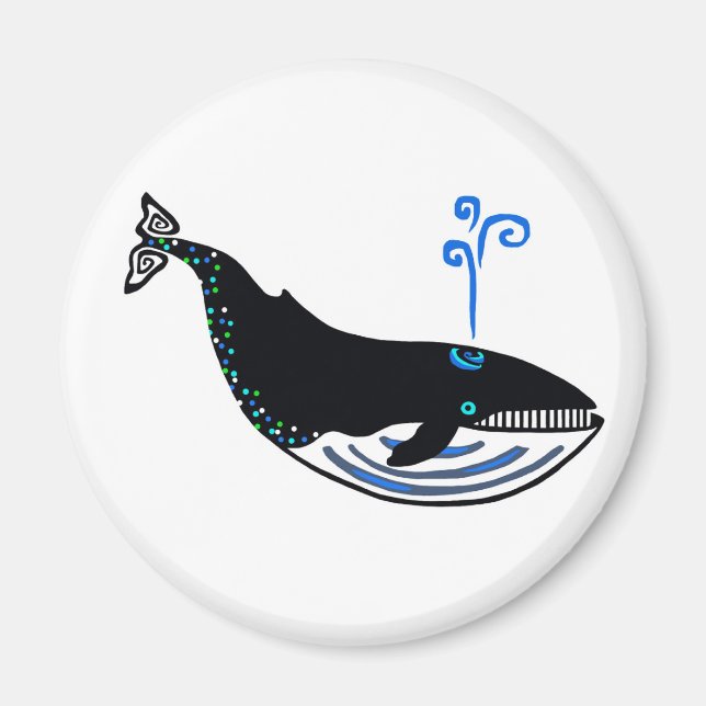 Graphic- Blue WHALE - Endangered animal-Ocean blue Magnet (Front)