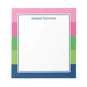 Graphic Bold Stripe in Pink, Green and Navy Notepa Notepad