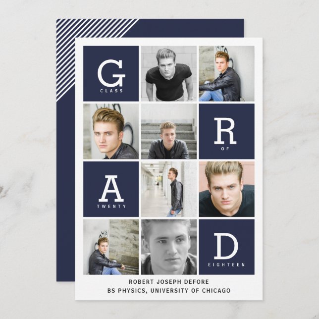 GRAPHIC BOXES GRADUATION INVITATION (Front/Back)