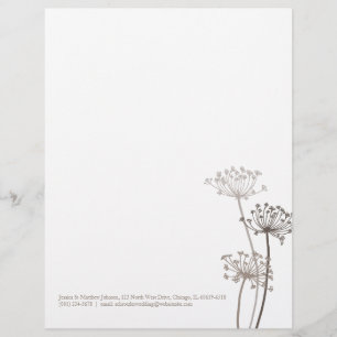 Graphic brown flower cows parsley letterhead