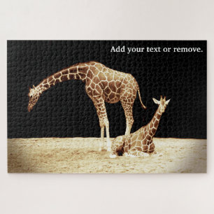 Graphic brown tinted photo of African giraffes, Jigsaw Puzzle