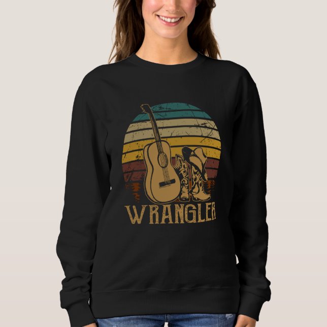 Graphic Bull Skull Cute Cactus Retro Wranglers Mus Sweatshirt (Front)