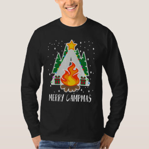 Graphic Campfire Xmas Lights  Camping Christmas Tr T-Shirt