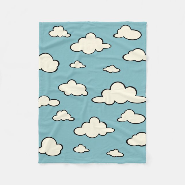 GRAPHIC CARTOON STYLE CLOUDS SKY FLEECE BLANKET (Front)