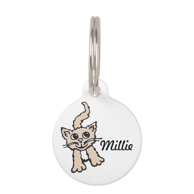Graphic cat name and lost details pet tag (Front)