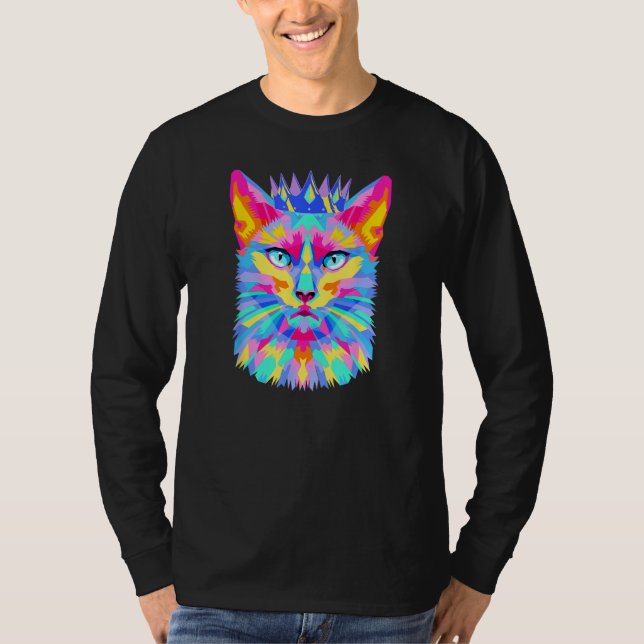 Graphic cat retro for cat  cat mother  Cat Crown T-Shirt (Front)