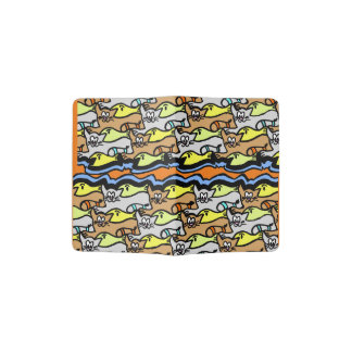 Graphic Cats and Fish Cartoon Passport Holder