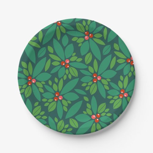 Graphic Christmas Holly Paper Plates