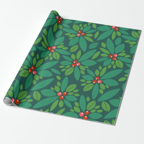 Graphic Christmas Holly Wrapping Paper