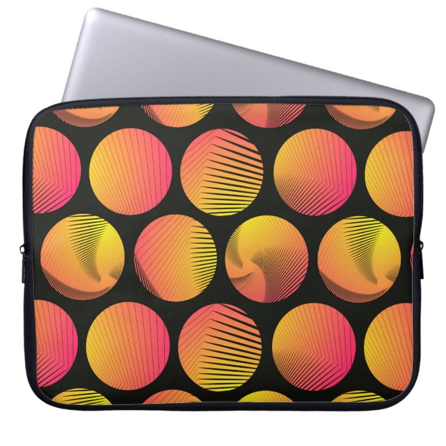 graphic circles seamless pattern in orange fire sh laptop sleeve (Front)