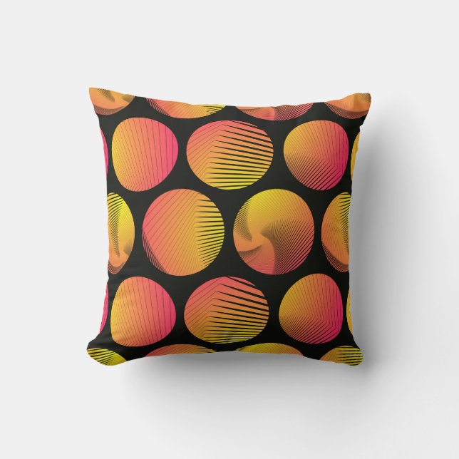 graphic circles seamless pattern in orange fire sh throw pillow (Front)