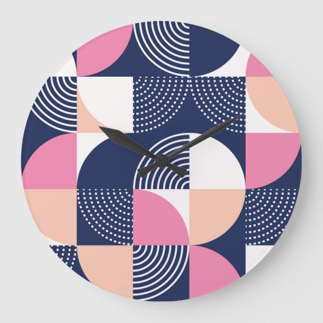 Graphic Circles Vintage Seamless Pattern Large Clock (Front)