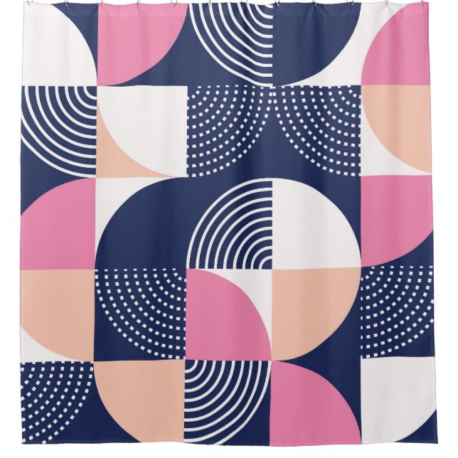 Graphic Circles Vintage Seamless Pattern Shower Curtain (Front)