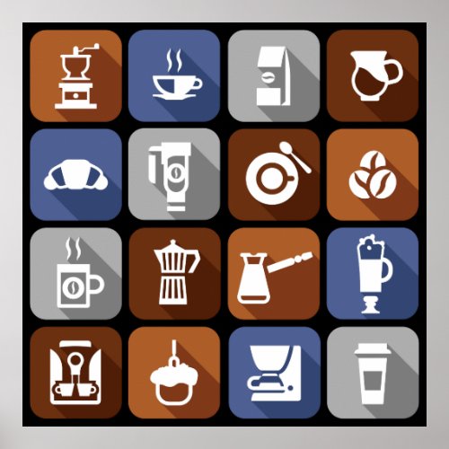 Graphic Coffee Icons Poster