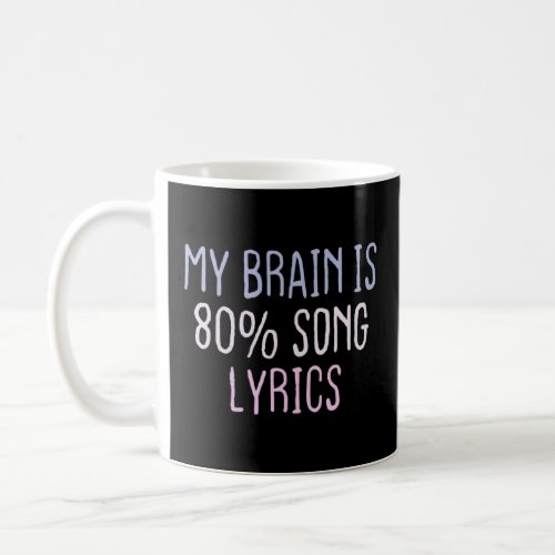 Graphic Colored Saying My Brain Is 80 Song Lyrics  Coffee Mug