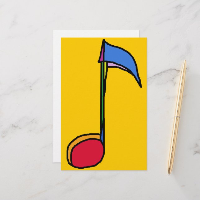 Graphic Colorful Music Note Stationery (Front/Back In Situ)