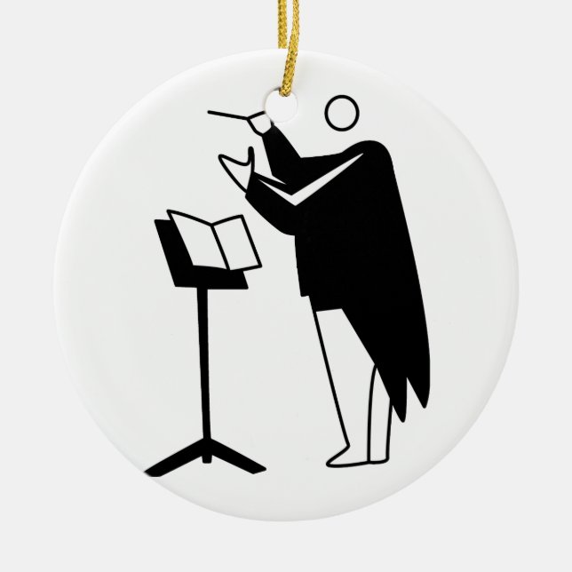 graphic conductor and stand black ceramic ornament (Front)
