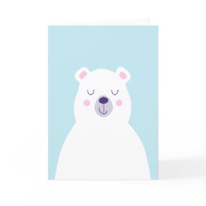 Graphic cute white polar bear christmas holiday card