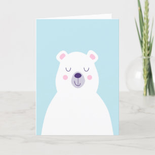 Graphic cute white polar bear christmas holiday card