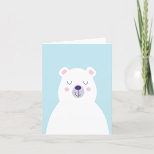Graphic cute white polar bear christmas letterpress thank you card