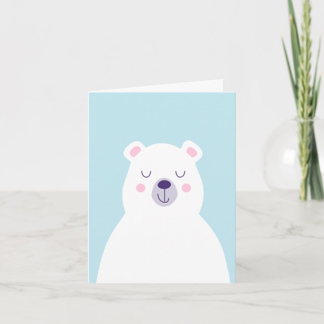 Graphic cute white polar bear christmas thank you card (Front)