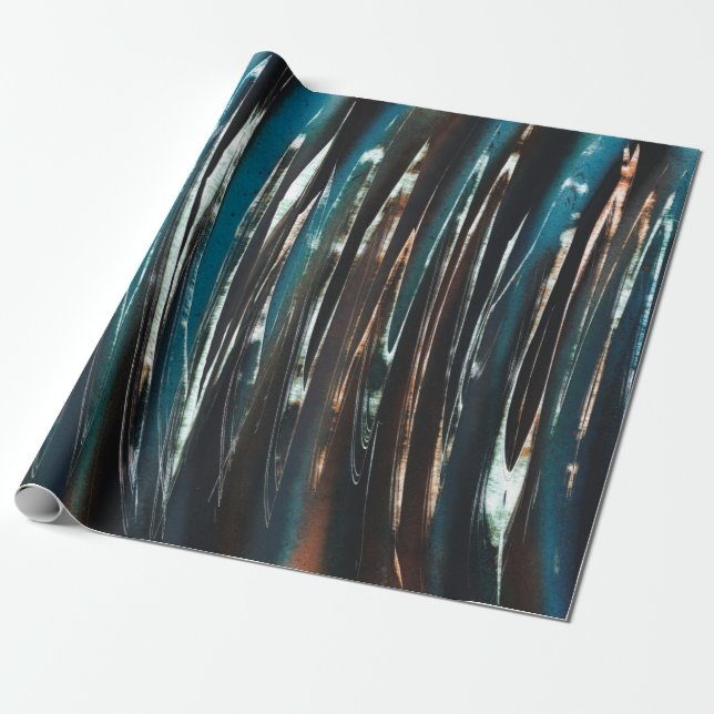 Graphic Dark Blue Wave Wrapping Paper (Unrolled)