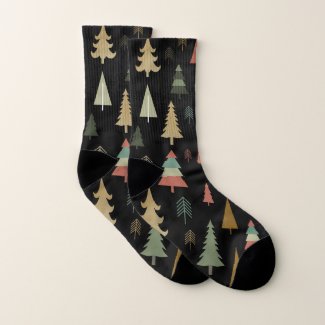Graphic Design Christmas Trees Holiday Socks
