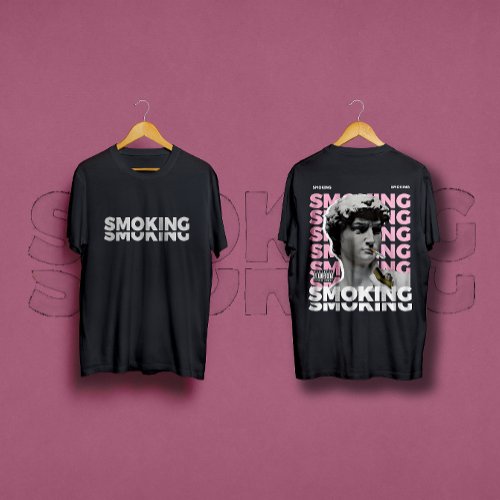 Graphic design David Sculpture Smoking Streetwear T_Shirt