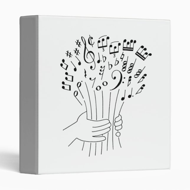 Graphic design : flowers of musical notes - 3 ring binder (Front/Spine)