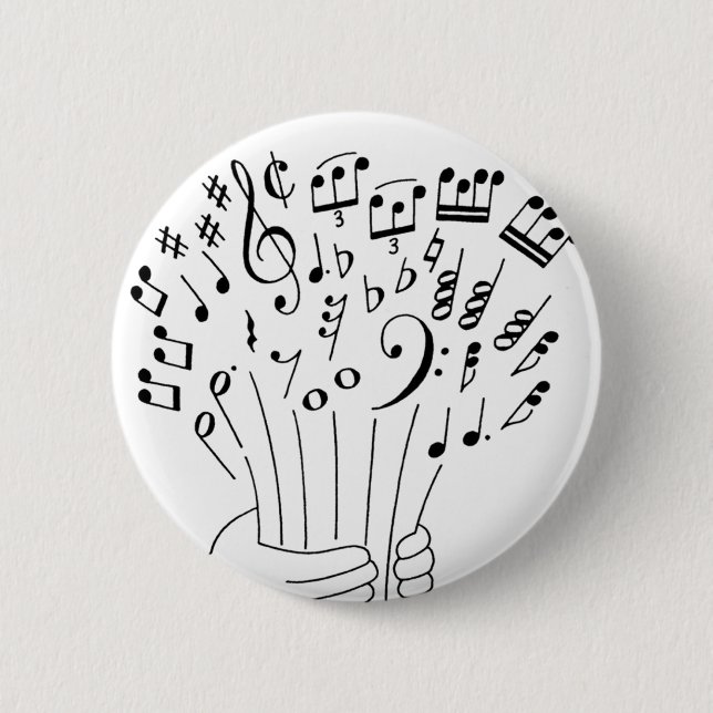 Graphic design : flowers of musical notes - button (Front)