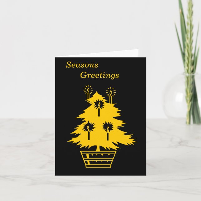 graphic design gold and black christmas tree holiday card (Front)