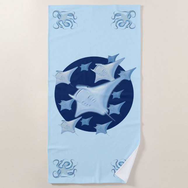Graphic Design Manta Ray Lover Beach Towel (Front)