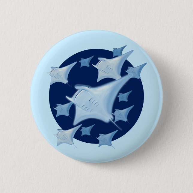 Graphic Design Manta Ray Lover Button (Front)