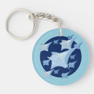 Graphic Design Manta Ray Lover Keychain