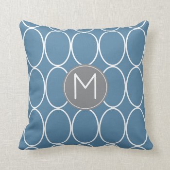 Graphic Design Monogram Blue And Gray Throw Pillow by elizme1 at Zazzle