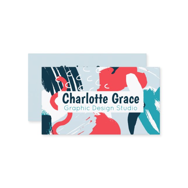 Graphic Design Paint Splash Personalized Modern Business Card (Front/Back In Situ)
