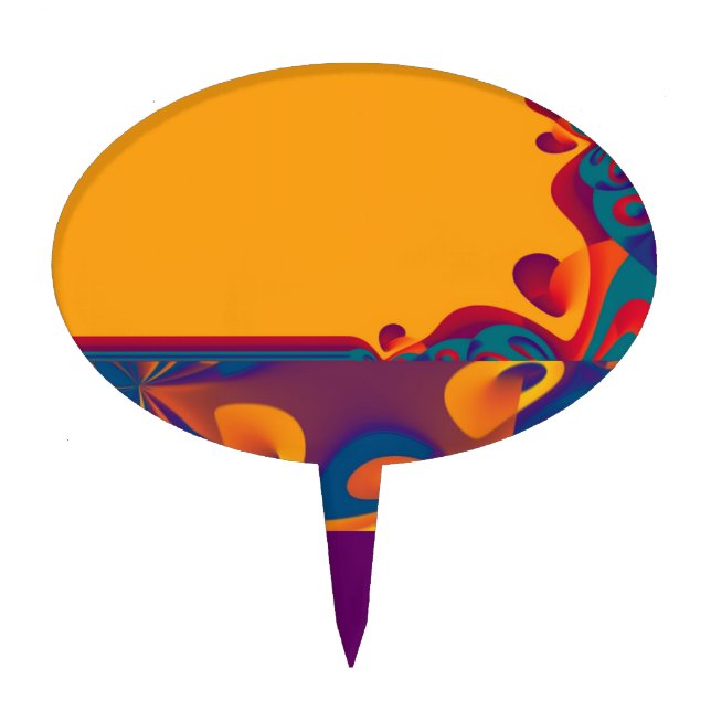 Graphic Design Pattern - violet orange Cake Topper (Front)