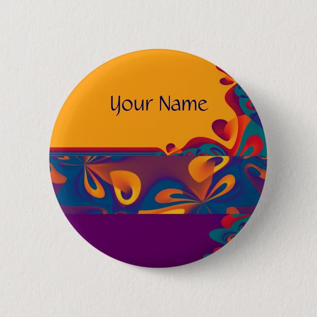 Graphic Design Pattern - violet orange + your text Button (Front)